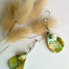Green shell earrings wire wrapped2adjusted