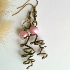 Pink Copper Wirewrapped earrings11adjusted